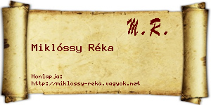 Miklóssy Réka névjegykártya